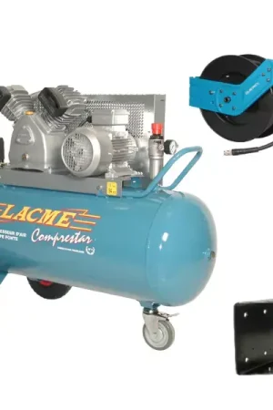 Offre Du Jour Pack compresseur Lacmé Comprestar 27v150t + enrouleur 20 m + support