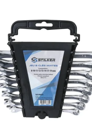 Jeu 8 clés mixtes 8 à 19mm chrome vanadium STILKER Soldes